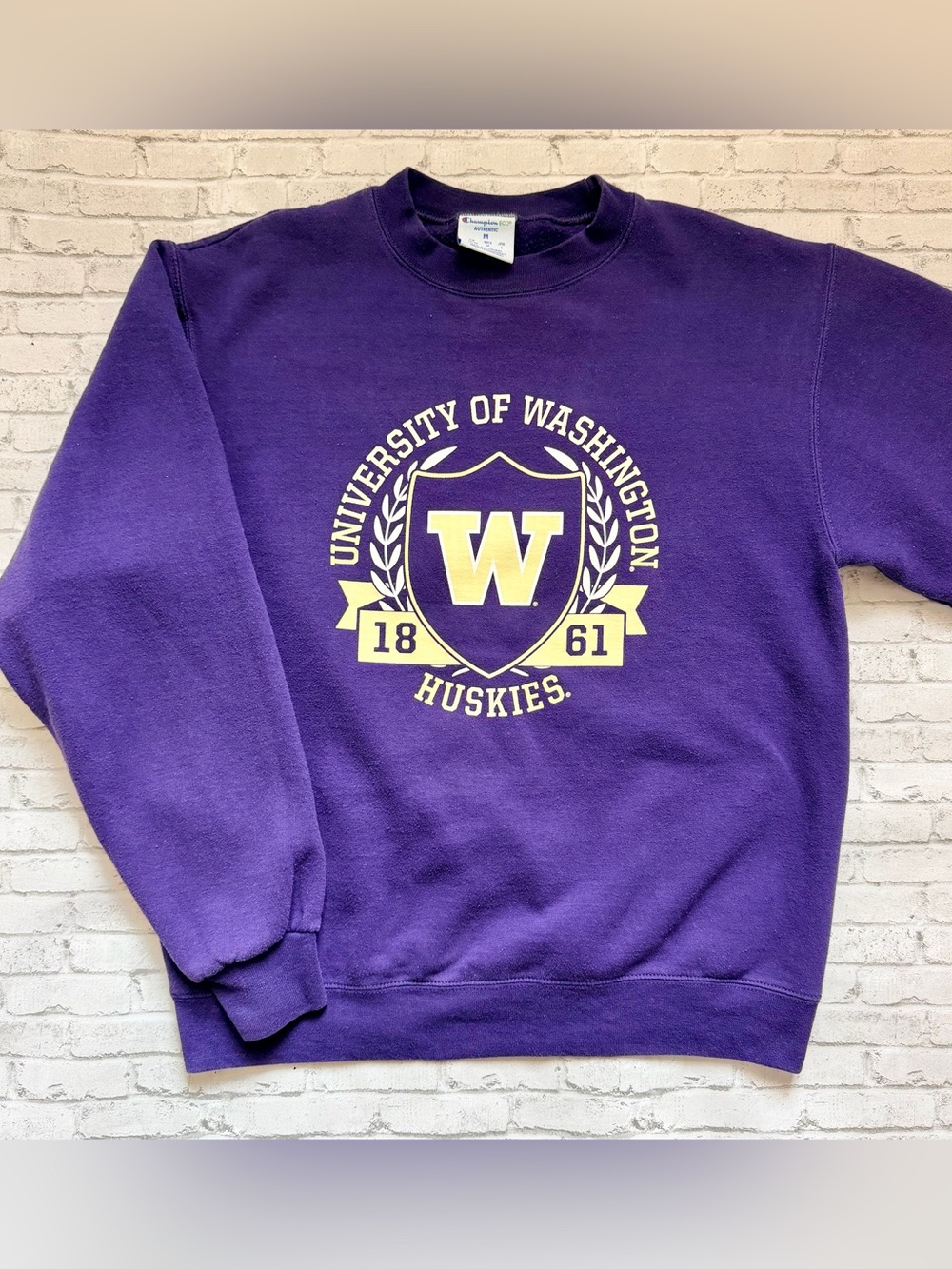 Champion Purple University of Washington Huskies Crewneck Sweatshirt